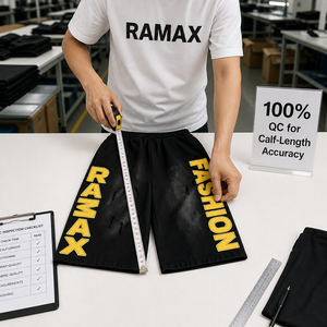 Shorts Bermuda Homme RAMAX Streetwear en Coton Épais avec Taille Élastique, Imprimé Lettres Tendance, Noir Respirant, Décontracté - Product Image 3