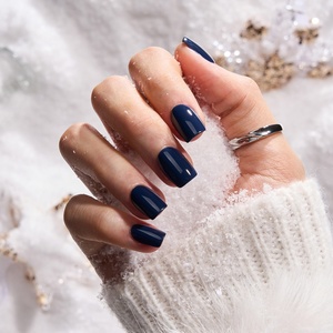 Juego de Uñas Postizas Cortas Cuadradas de Invierno, con Pegamento, Gel Suave, Azul Oscuro, Personalizadas, Reutilizables, 30 Piezas, Venta al Por Mayor - Product Image 1