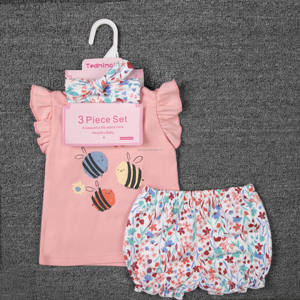 Set di vestiti per neonati pantaloncini estivi a maniche corte in cotone con stampa e collo a-due set di <span class=keywords><strong>abbigliamento</strong></span> per neonati da <span class=keywords><strong>12</strong></span> a <span class=keywords><strong>18</strong></span> <span class=keywords><strong>mesi</strong></span> - Product Image 2