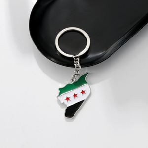 Llavero al por mayor con dije esmaltado de la bandera de Siria libre y colgante esmaltado chapado en oro con mapa de Siria - Product Image 4