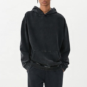 Felpa Autunnale in Cotone Lavato Effetto Invecchiato, Set Casual <span class=keywords><strong>da</strong></span> Uomo, Felpa con Cappuccio Unisex in Tinta Unita Effetto Acid Wash - Product Image 2