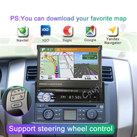 Lecteur multimédia LEHX 7 pouces HD Android 9.0, autoradio 1 DIN avec GPS, navigation, écran rétractable, lecteur multimédia 1 DIN DVD