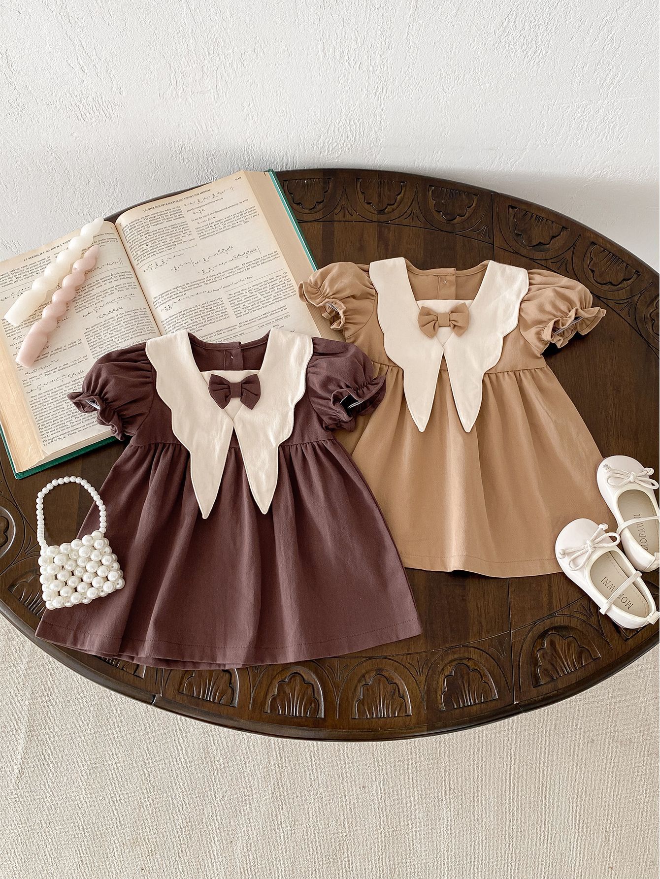 princess polly baby blue dress HANOU Solid Khaki Brown Infant Toddler Girls Puff Sleeve Dresses