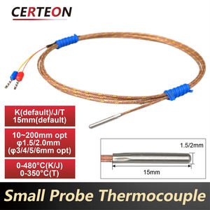 Kompakte Edelstahl Hochtemperatur Mikro Thermoelement Sonde K J T φ1.5mm φ2.0mm 0‑480°C Wasserdicht Sensor - Product Image 3