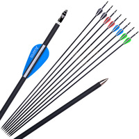 Nouvelles flèches en carbone mixte avec plumes naturelles en forme de gourde pour le tir à la cible, la chasse et la pratique de l'arc classique