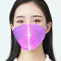 Masque facial LED lumineux pour fête rave, forme diamant 3D, irisé, lavable, réutilisable, masque de mascarade
