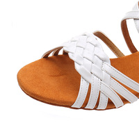 Chaussures de danse pour enfants dames blanc PU chaussures de danse latine classiques chaussures d'entraînement pour enfants danse Salsa