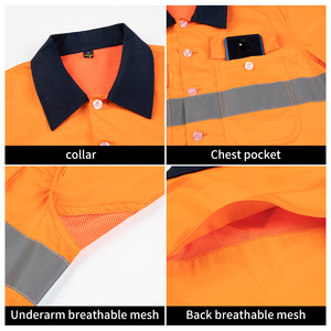 Vêtement <span class=keywords><strong>de</strong></span> <span class=keywords><strong>Travail</strong></span> <span class=keywords><strong>d</strong></span>'<span class=keywords><strong>Été</strong></span> Haute Visibilité à Manches Longues, en Coton Respirant, avec Bandes Réfléchissantes, Chemise et <span class=keywords><strong>Pantalon</strong></span> <span class=keywords><strong>de</strong></span> <span class=keywords><strong>Travail</strong></span> pour Homme - Product Image 3