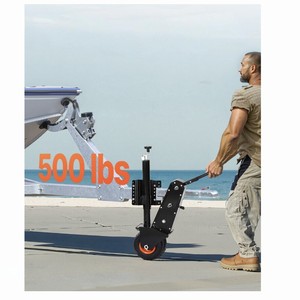 <span class=keywords><strong>Roue</strong></span> de <span class=keywords><strong>jockey</strong></span> électrique 500 lb 13-23,2 po pour remorque, <span class=keywords><strong>double</strong></span> roues 9 po en caoutchouc gonflable, actionnée par clé manuelle ou électrique - Product Image 6