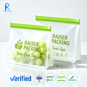 Sacs alimentaires refermables en PEVA écologiques, résistants au congélateur, réutilisables, avec design personnalisé pour supermarchés et marques privées - Product Image 1