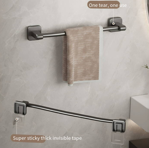 Porte-serviettes mural pour salle de bain - Étagère de rangement murale pour salle de bain <span class=keywords><strong>sans</strong></span> perçage - Porte-serviettes simple barre pour salle de bain - Product Image 4