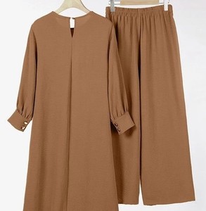 Conjunto de Pantalones Anchos y Camisa Larga Irregular de Color Sólido para Mujer, <span class=keywords><strong>Elegante</strong></span> y a la Moda, al por Mayor - Product Image 5