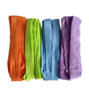 Çok renkli % 80/20 Polyester poliamid mikrofiber fırçalama kumaş temizleme şeritleri sihirli mikrofiber bez çizgili rulo için Mops