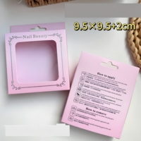 Boîte d'emballage en carton pour faux ongles avec logo personnalisé en relief, fenêtre en PVC, doublure en éponge, écologique, vide, pour présentation de faux ongles