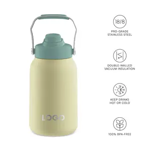 Reusable 1 Half Gallon Stainless Steel Water Bottle Custom Logo Thermal Gym Kids Handle Water Bottle Jugs