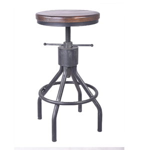 Tabouret <span class=keywords><strong>de</strong></span> <span class=keywords><strong>bar</strong></span> industriel rustique avec plateau en bois pivotant sans dossier - Product Image 4
