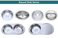 Nouveau design d'évier de cuisine mini-bar à cuvette unique bassin rond en acier inoxydable à un trou sans robinet