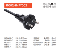 Cordon d'alimentation CA européen VDE à 2 broches, 220~250V 16A, noir, extrémité femelle IEC, appareil électroménager IP35