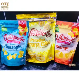 Custom Printed Banana Chips Snacks Plastic Bags For Potato Chips Packaging Stand Up Ziplock Plastic Bags, Banana Corn Food Pouch