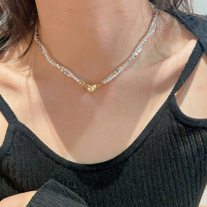 Collier Cœur Luxe Léger pour Femme, Polyvalent, en Métal Argenté, Perles Enroulées, Bijou de Corps Tendance pour Fête et Mariage - Product Image 4