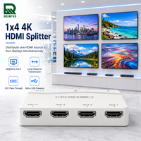 1x4 Splitter 4K 30Hz mit Integriertem Signal-Equalizer für Langstreckentransmission, CEC-Pass-Through für Überwachungsraum und Einkaufszentrum-Beschilderung
