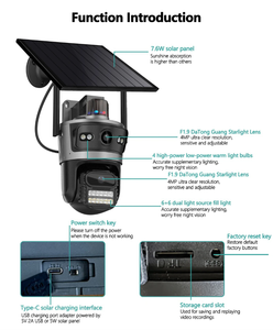 Caméra CCTV AOV 4K 8MP à double objectif, zoom 6X, enregistrement 24h/24 et 7j/7, vision nocturne CMOS pour la sécurité extérieure, surveillance 4G Wifi solaire - Product Image 5