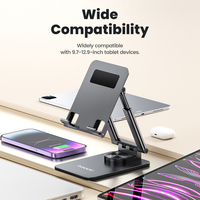 Support de tablette pliable en métal Toocki, double rotation à 360°, avec base antidérapante pour iPad Pro/Tab, bureau/maison