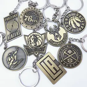 Wholesale custom Bronze logo key chain Bulls, Lakers, Warriors metal Basketball football key chain