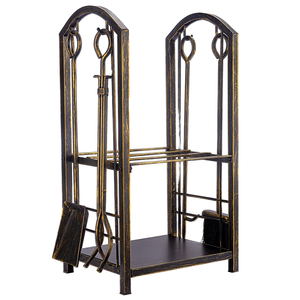 Support à <span class=keywords><strong>bois</strong></span> <span class=keywords><strong>de</strong></span> chauffage intérieur/extérieur avec 5 outils en métal porte-bûches et <span class=keywords><strong>pince</strong></span> à pelle à poker <span class=keywords><strong>pour</strong></span> ensembles et accessoires <span class=keywords><strong>de</strong></span> cheminée en <span class=keywords><strong>bois</strong></span> - Product Image 2