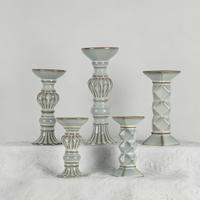Ensemble de bougeoirs vintage en porcelaine, multi-hauteurs, style rétro, pour bougies pilier, pour la décoration de mariage, de la maison, de la table, de la cheminée et du manteau de cheminée