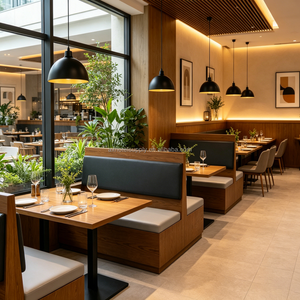 Juego de Muebles de Restaurante de Grado Comercial, Resistentes, de Madera Sólida, Ecológicos <span class=keywords><strong>y</strong></span> Ligeros, con Sillas <span class=keywords><strong>y</strong></span> Mesas de Comedor para Cafetería - Product Image 1