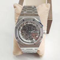 Sin logotipo Reloj mecánico para hombre 41mm Esfera hueca transparente Caja de acero inoxidable con nuevo movimiento NH70