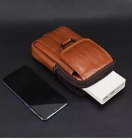 Nieuwe Lederen Telefoontas, Multifunctionele Heuptas Voor Heren, Modieuze Diagonale Kruistas, Waterdicht En Stofdicht Klein