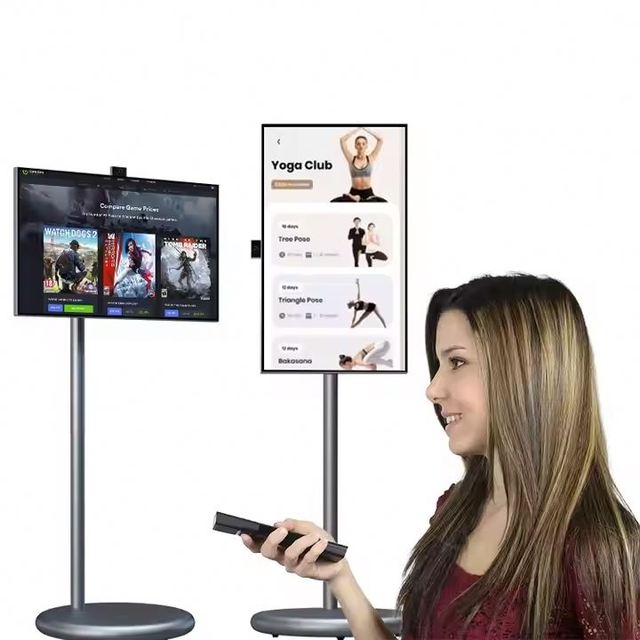 Top Quality Vertical Hd Display Tv Android 12 Movable Tv 22 Inch Battery Power Television Gray Outdoor Smart Tv