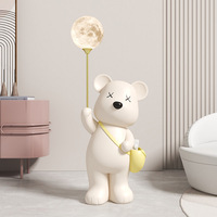 Moderne mignon ours polaire grand lampadaire ornements télécommande multicolore lune lampe ornements violent ours en gros