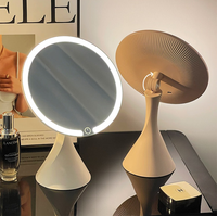 Miroir cosmétique LED de bureau pour femmes, utilisation domestique, lumière d'appoint intelligente, miroir de table portable, petit miroir pliable avec grossissement 3X/5X