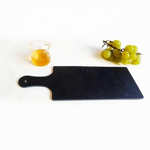 Assiette de service <span class=keywords><strong>en</strong></span> <span class=keywords><strong>ardoise</strong></span> noire, assiettes <span class=keywords><strong>en</strong></span> pierre, dîner, planche <span class=keywords><strong>en</strong></span> <span class=keywords><strong>ardoise</strong></span> noire <span class=keywords><strong>avec</strong></span> poignées pour le dîner, plateaux à pizza - Product Image 5