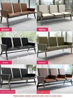 Chaise à trois places en bambou avec assise et accoudoirs en métal pour les salles d'attente des aéroports, des hôpitaux et des cliniques - Chaise de réception publique