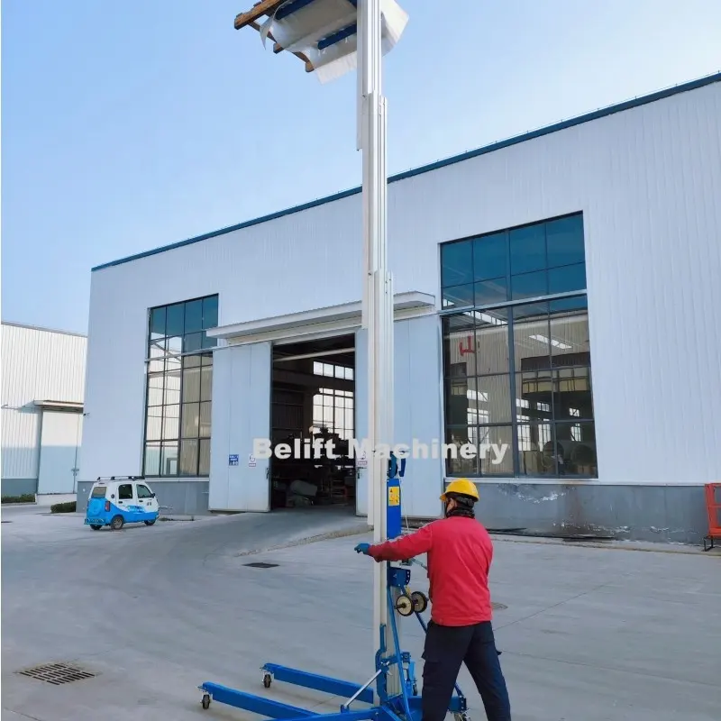 Customize Color Logo Push Around Aerial Work Platform Manual Material Aluminum Mast Lift