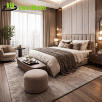 Meubles de chambre d'hôtel modernes sur mesure : lit, armoire, bureau, table de chevet, cadre en bois massif, finition de luxe durable, taille king size, appartement