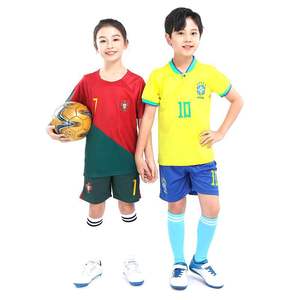 <span class=keywords><strong>Camiseta</strong></span> de Fútbol para Niños Personalizable de Manga Corta de Poliéster OEM/ODM Uniforme para Argentina <span class=keywords><strong>Brasil</strong></span> Portugal, Conjunto de Fútbol Juvenil Unisex - Product Image 5