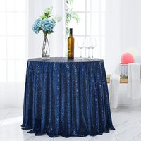 Nappe Ronde Bleu Marine Scintillante à Paillettes, Housse de Table à Paillettes pour Mariages, Banquets, Fêtes, Tissu Durable