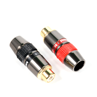 QINCROWN QC-306 Connecteur Phono Double RCA Femelle Plaqué Or de Haute Qualité, Diamètre Max du Câble 6mm, Laiton Cuivre