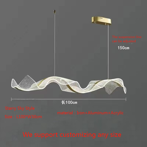 Lustre suspendu LED linéaire moderne minimaliste personnalisé, or, noir, blanc, lames de plafond pour hôtel, intérieur, maison - Product Image 5