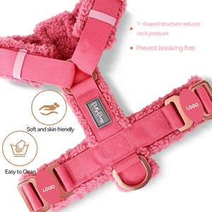 Accessoires de boucle en alliage robuste sans traction gilet de harnais pour chat et chien doublé en polaire pour <span class=keywords><strong>chiot</strong></span> rose Logo personnalisé harnais pour animaux de compagnie Sherpa Premium - Product Image 2
