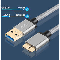 Kabel Nilon USB 3.0 Tipe A ke Micro B Pengisian Cepat Transfer Data untuk Komputer Laptop Kamera Hard Drive Eksternal
