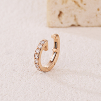 Pendientes de Clip de Diamantes Blancos Naturales de Oro de 18K de Alta Gama, Regalo de Boda, Joyería de Lujo para Mujeres y Niñas para el Día de San Valentín