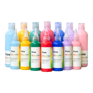 Peintures acryliques neuf couleurs rose, format 60 ml, pour papier, métal, bois, verre, plastique, béton et plâtre - Product Image 2
