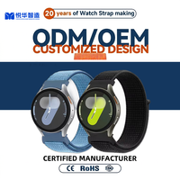 Correa de Nylon Tejido para Samsung Galaxy Watch Ultra, Color Azul Claro con Detalles en Negro y Naranja, AIBANGJIA 20mm, Liberación Rápida, Deportiva, CE OEM