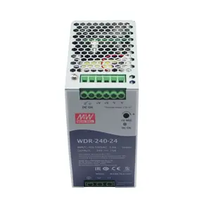 Mean Well WDR-240-24 240W 24V Single Or Two Phase Ultra Wide 180-550VAC AC DC Din Rai Power Supply